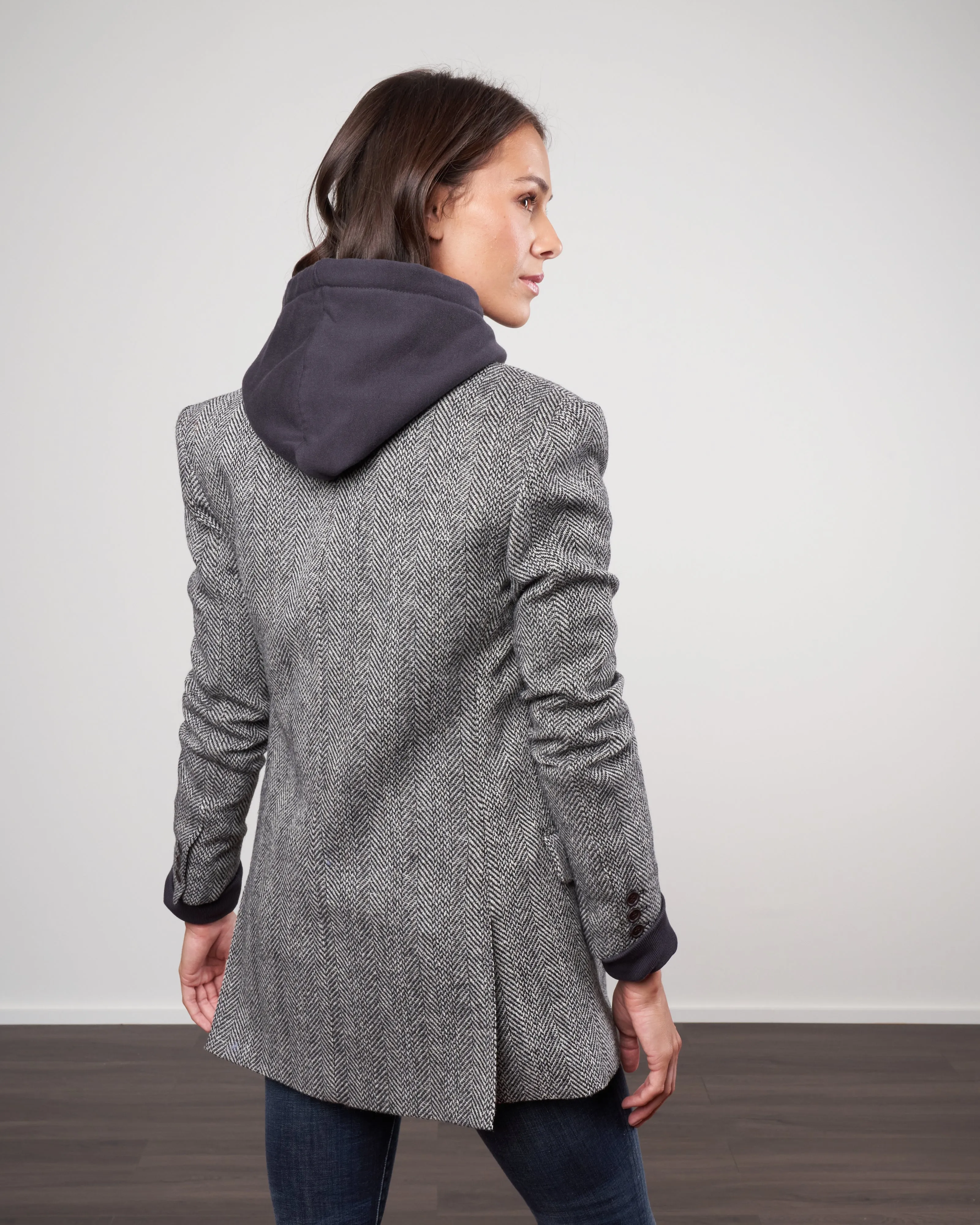 oversized db blazer - black/ivory herringbone