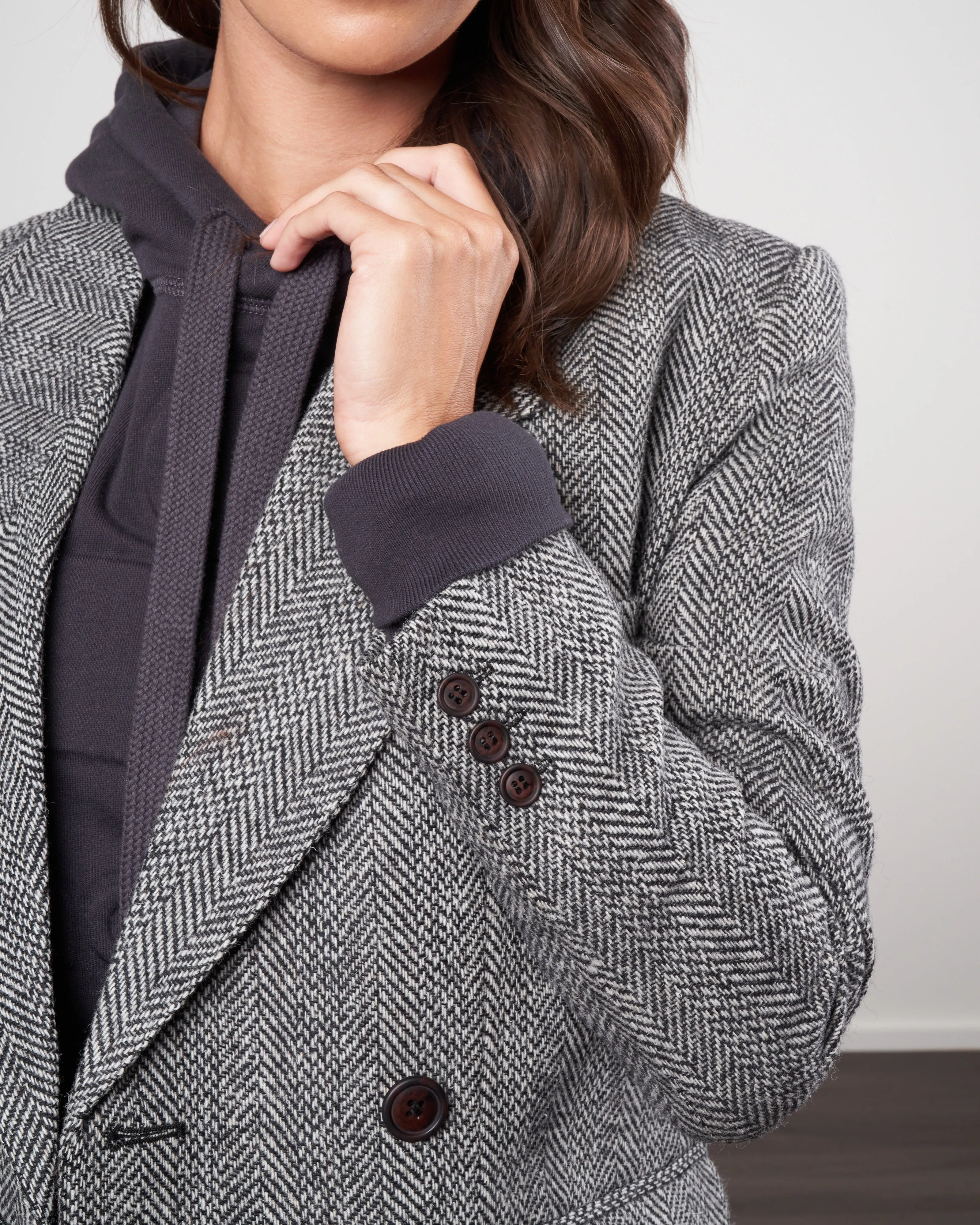 oversized db blazer - black/ivory herringbone