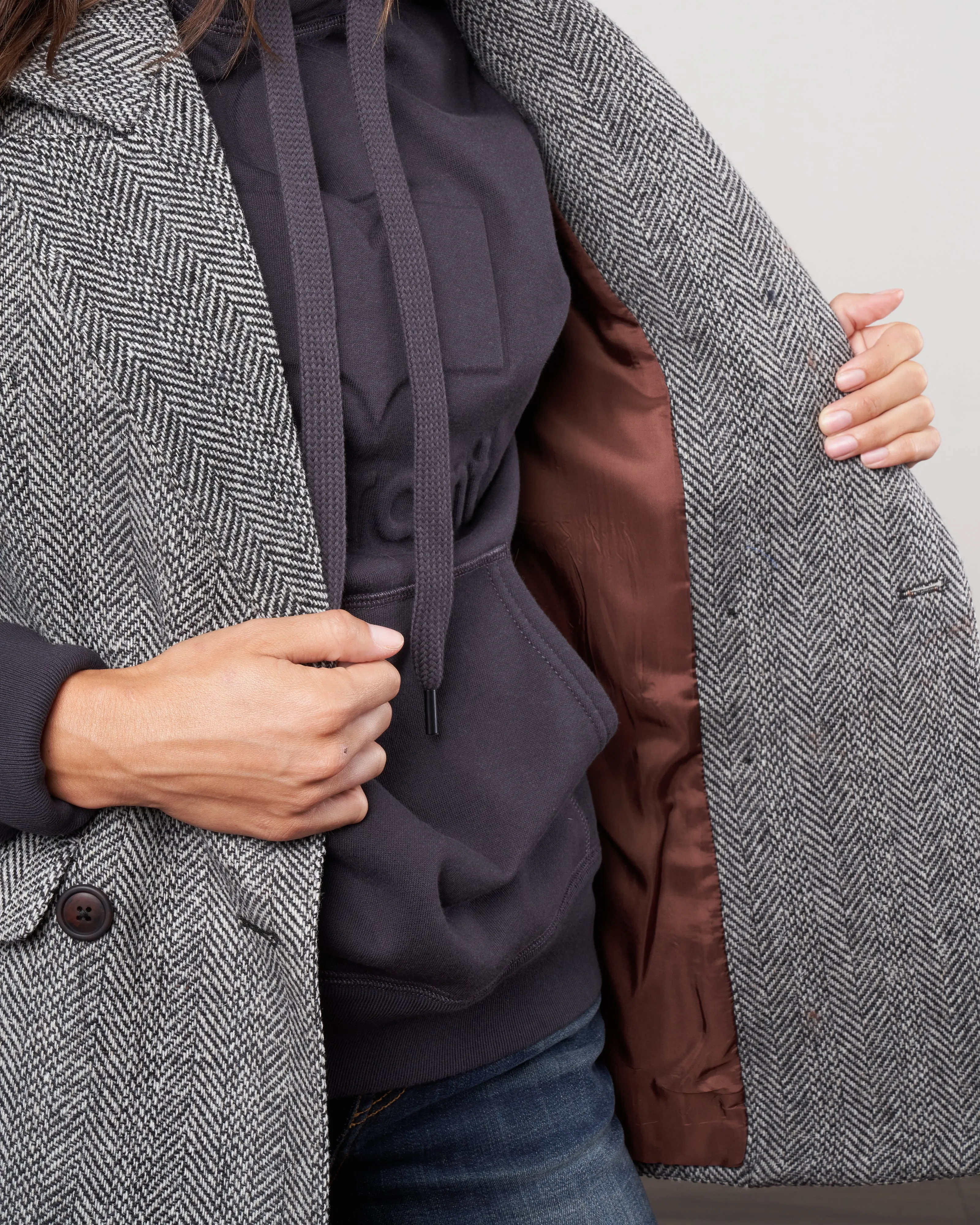 oversized db blazer - black/ivory herringbone