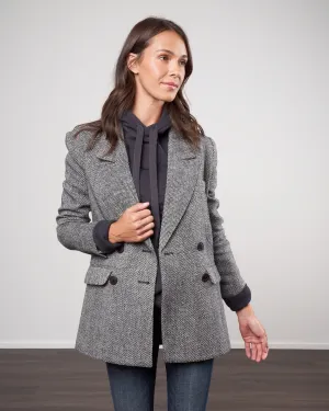 oversized db blazer - black/ivory herringbone