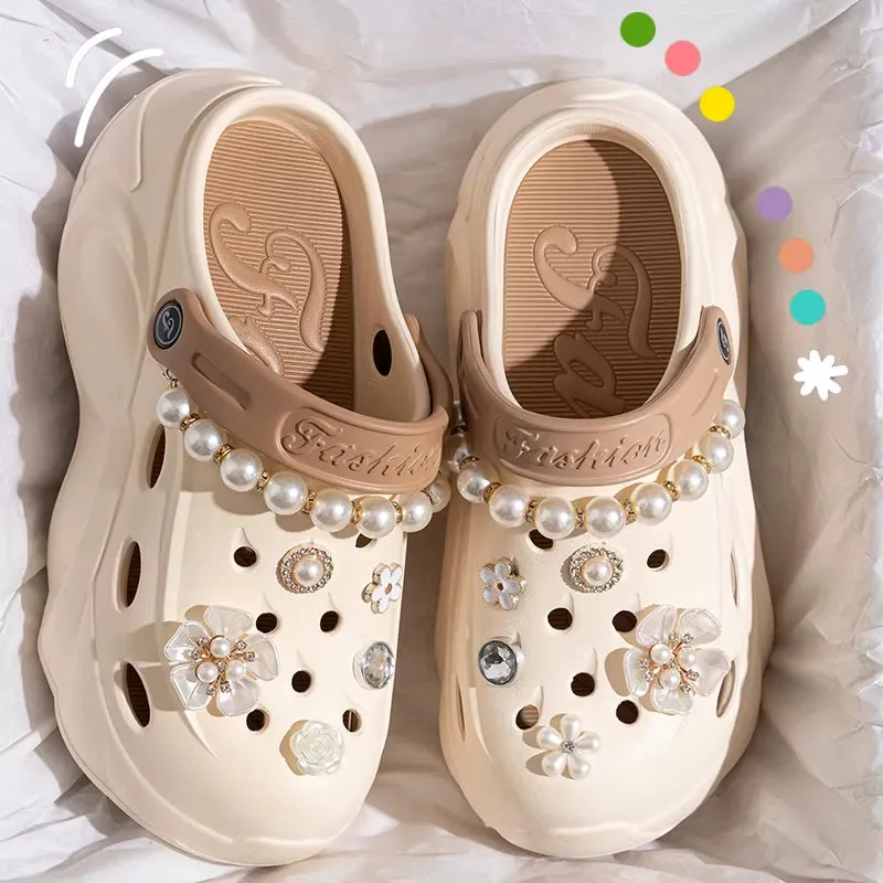 PearlPop – Pearl Charm Platform Clogs