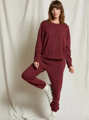 Perfect White Tee - Johnny Easy Sweatpant - Cranberry
