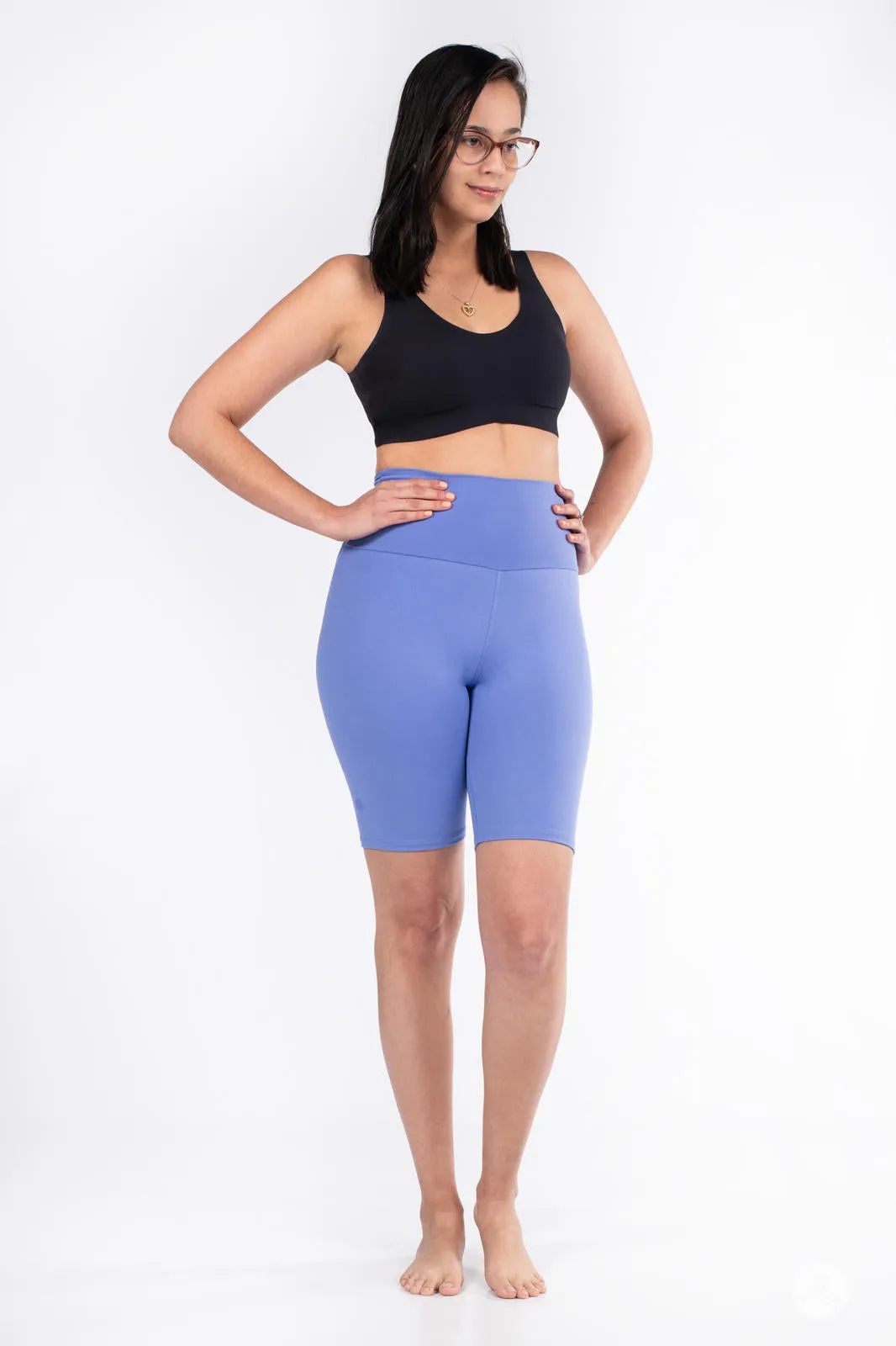 Periwinkle Blue High-Waisted Biker Shorts