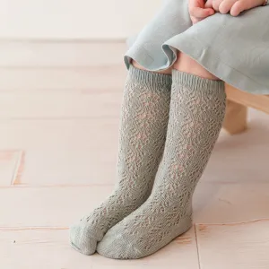 Perle Openwork Knee Socks, Sea Mist