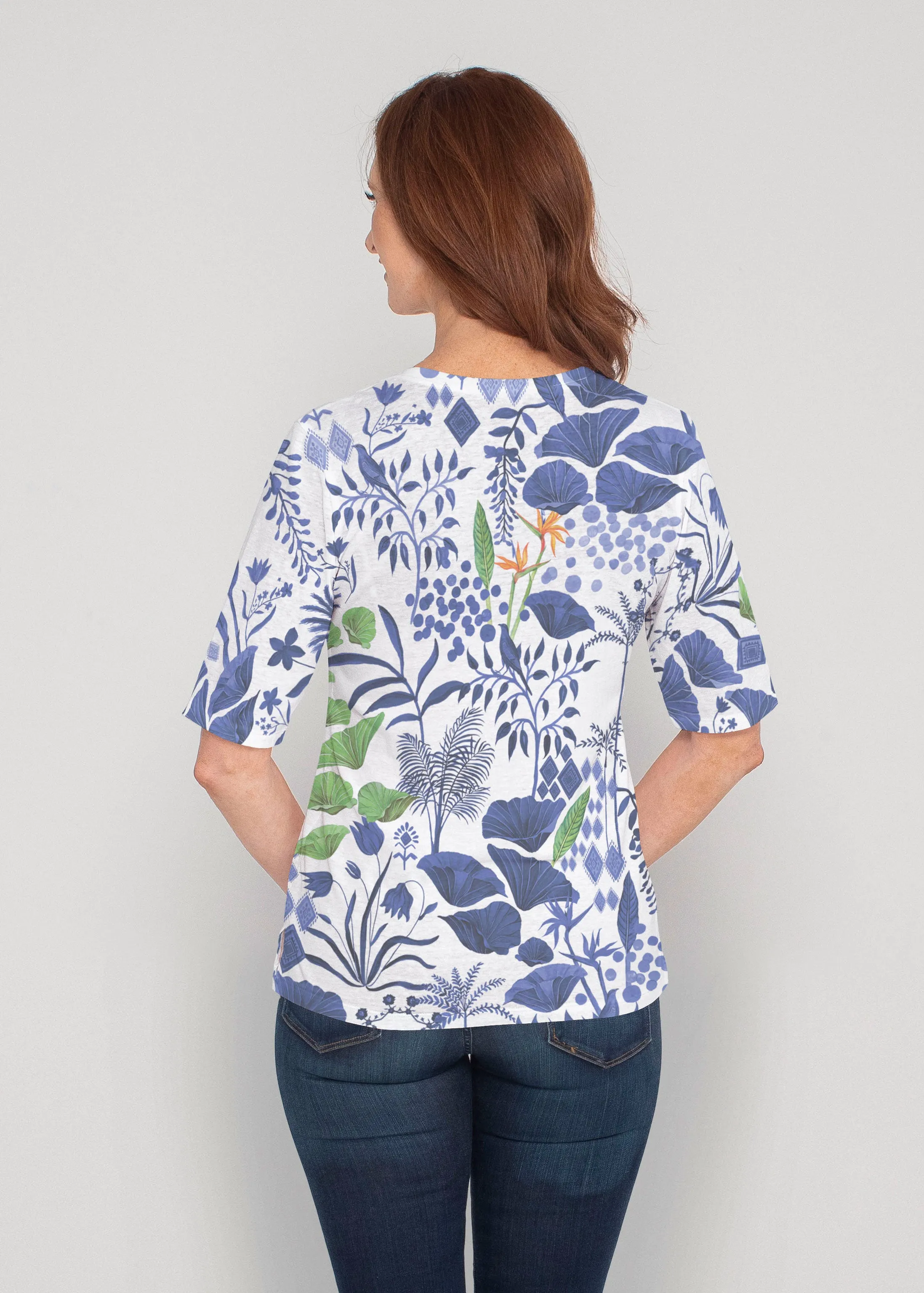 Petals (8141) ~ Signature Elbow Sleeve V-Neck Top