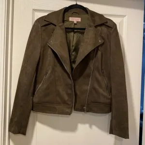 Philosophy S Olive Green Faux Suede Biker Jacket
