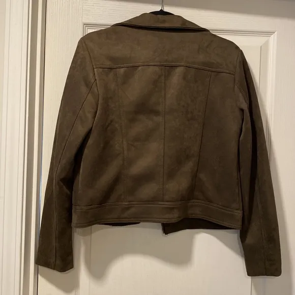 Philosophy S Olive Green Faux Suede Biker Jacket