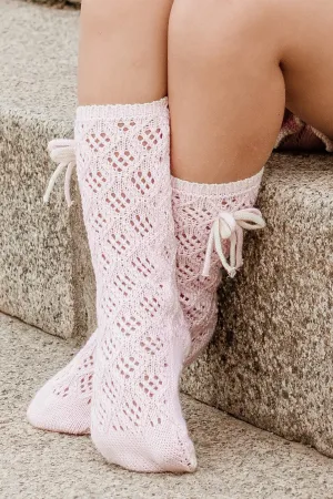 Pink & Cream Pointelle Knee High Socks