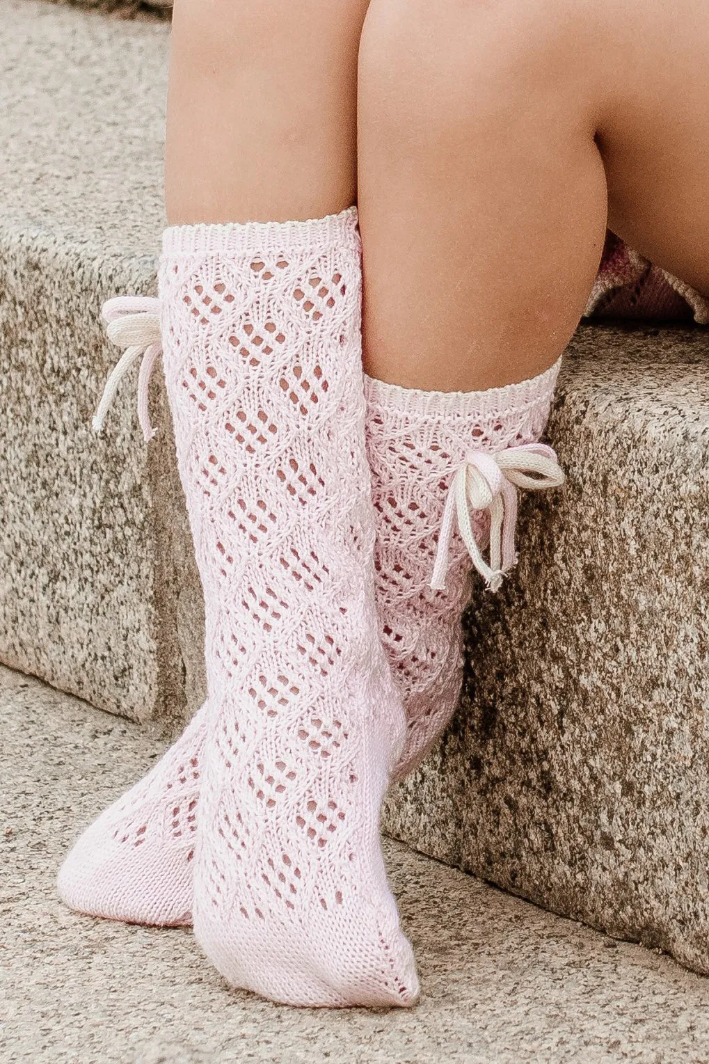 Pink & Cream Pointelle Knee High Socks