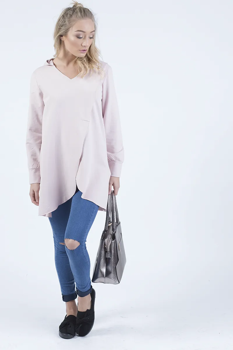 Pink Wrap Around Oversized Hoodie - Yasmin