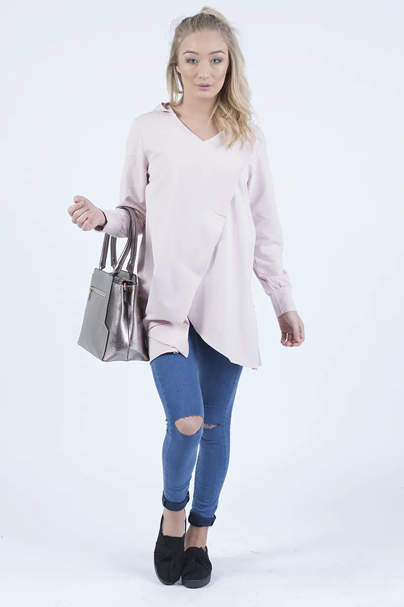Pink Wrap Around Oversized Hoodie - Yasmin