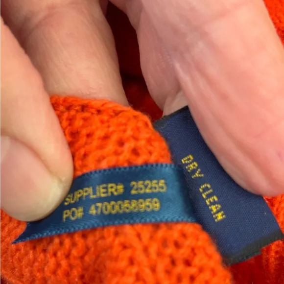 POLO RALPH LAUREN Cashmere Cable Knit Sweater Women Orange Wool Cowl Turtleneck