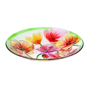 Poppies 18" Glass Birdbath,2gb680