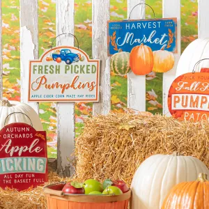 Printed Metal Hanging Harvest Sign, Asst of 4,p4494