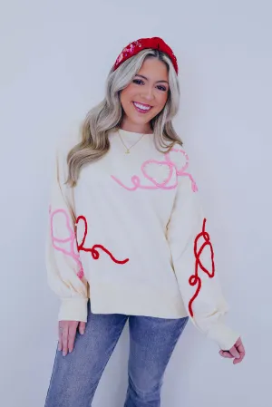 Pulling At My Heartstrings Embroidered Sweatshirt