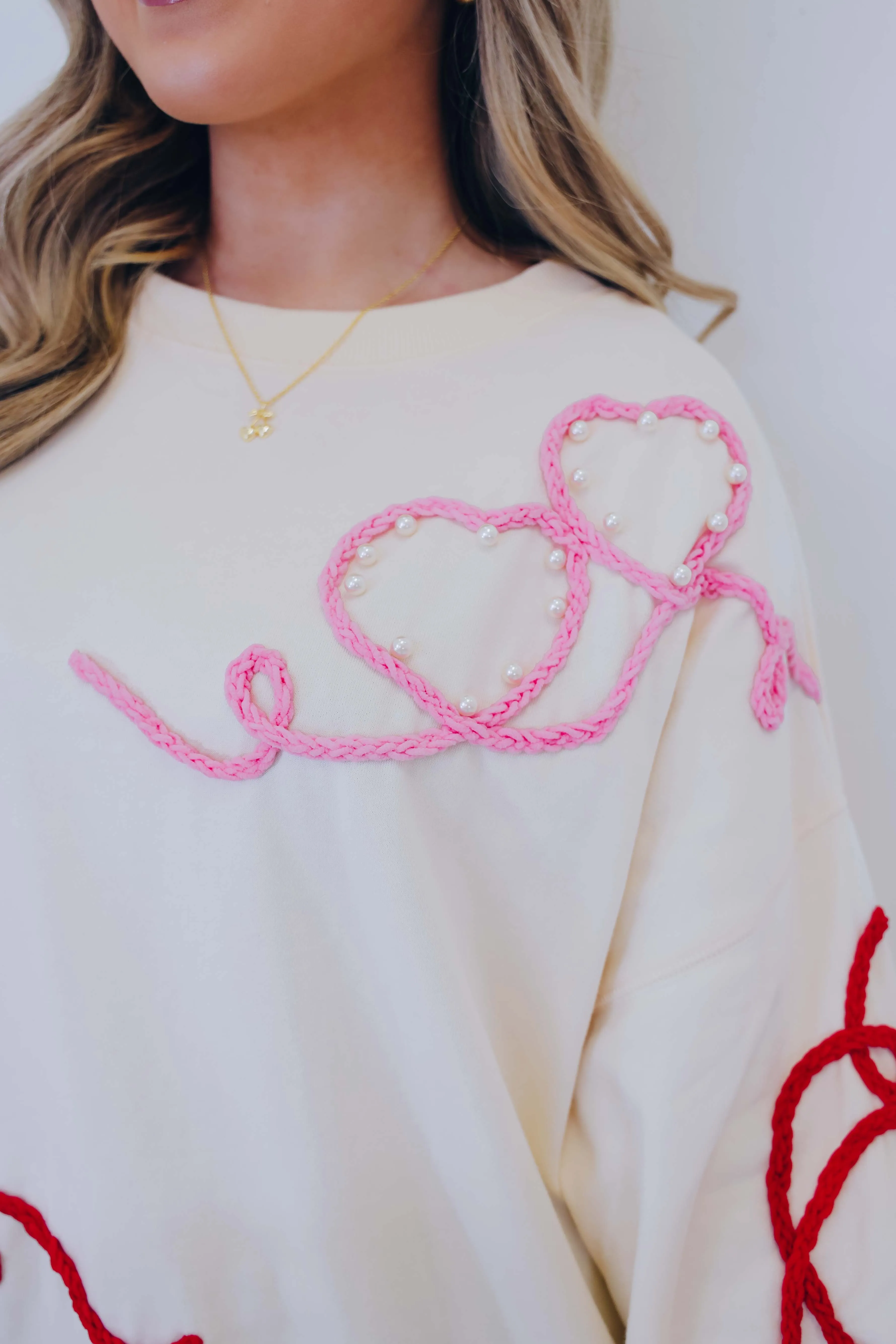Pulling At My Heartstrings Embroidered Sweatshirt