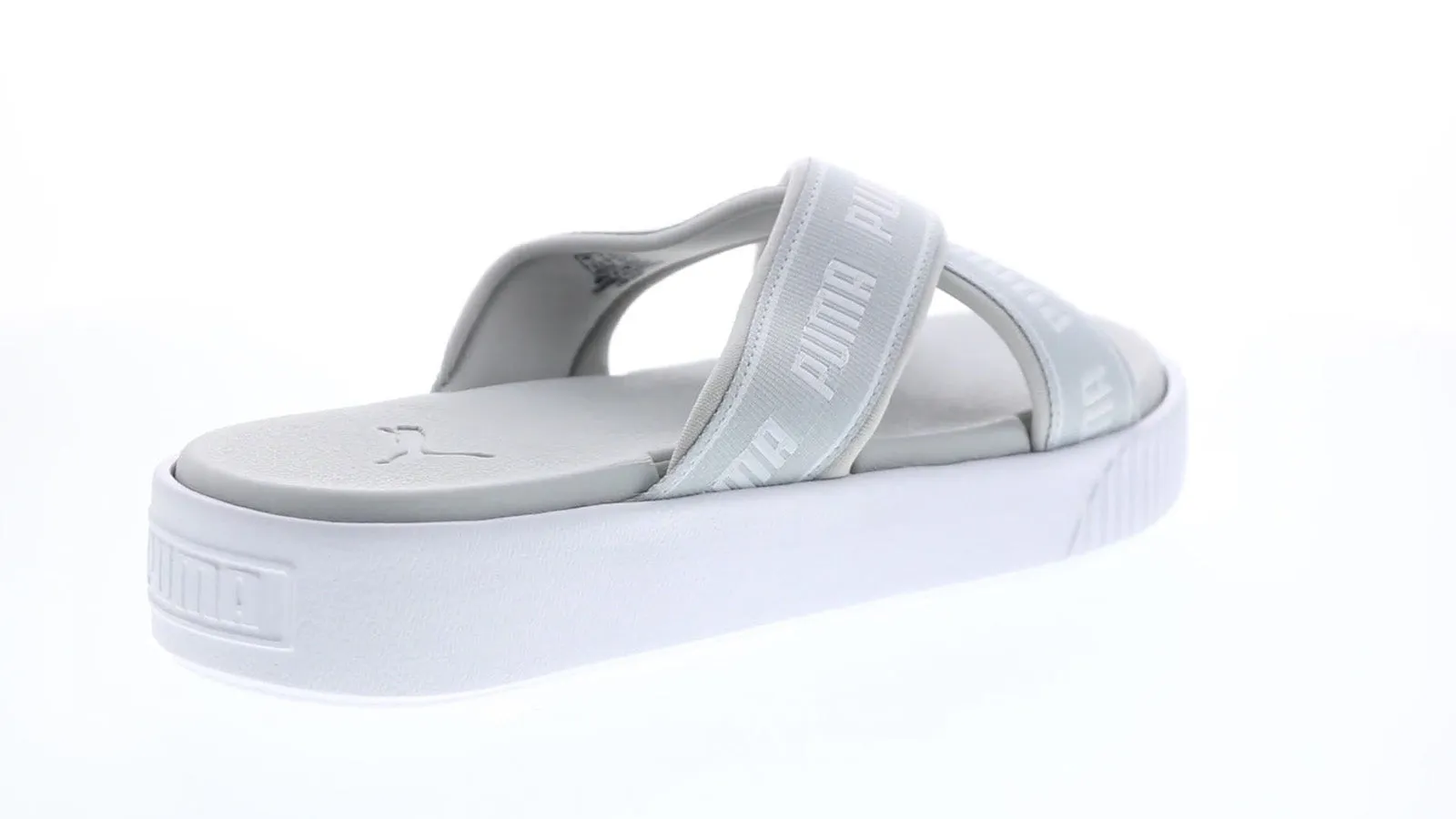 Puma Platform Slide Tape 38067702 Womens Gray Canvas Slides Sandals Shoes