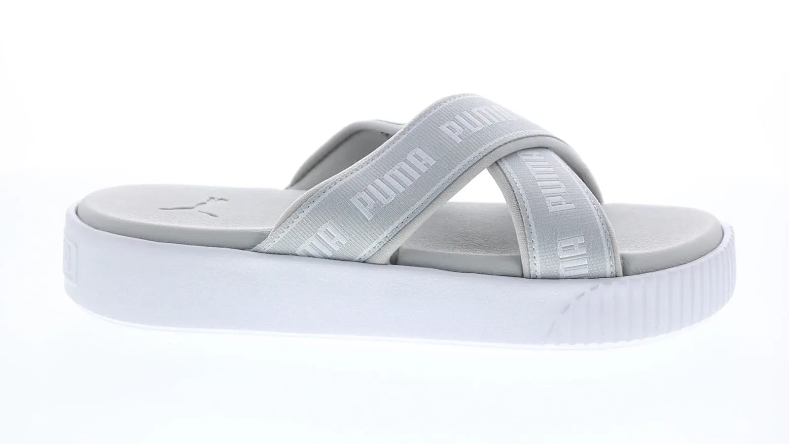 Puma Platform Slide Tape 38067702 Womens Gray Canvas Slides Sandals Shoes