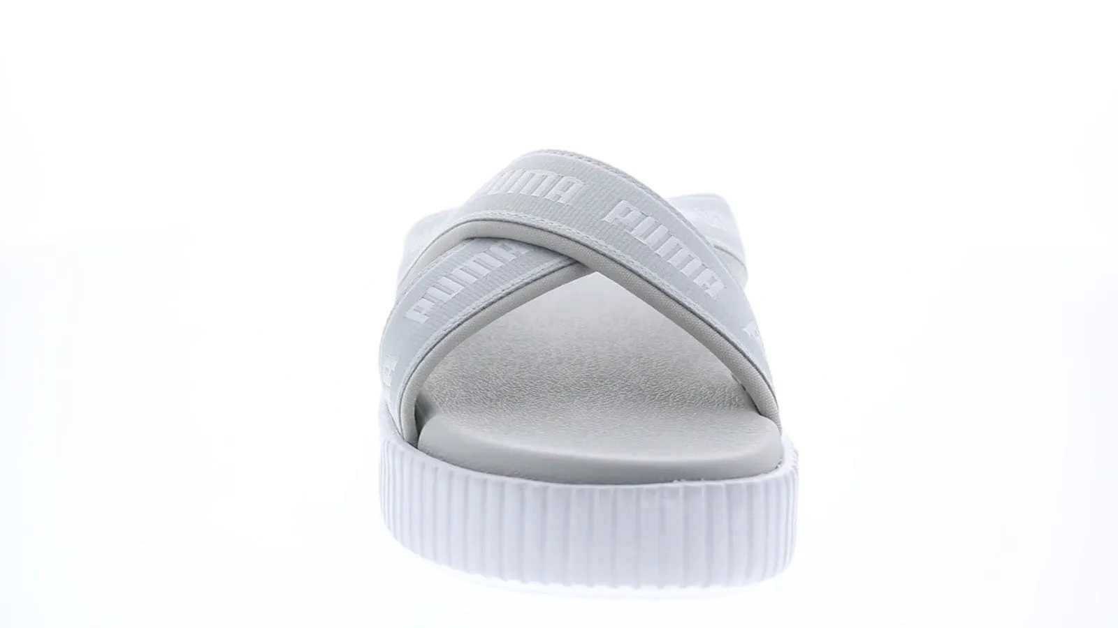 Puma Platform Slide Tape 38067702 Womens Gray Canvas Slides Sandals Shoes