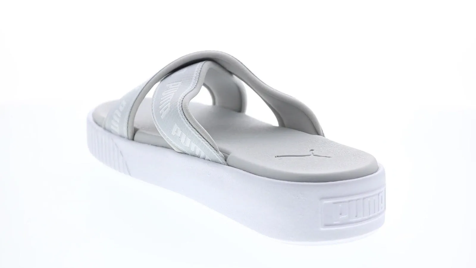 Puma Platform Slide Tape 38067702 Womens Gray Canvas Slides Sandals Shoes