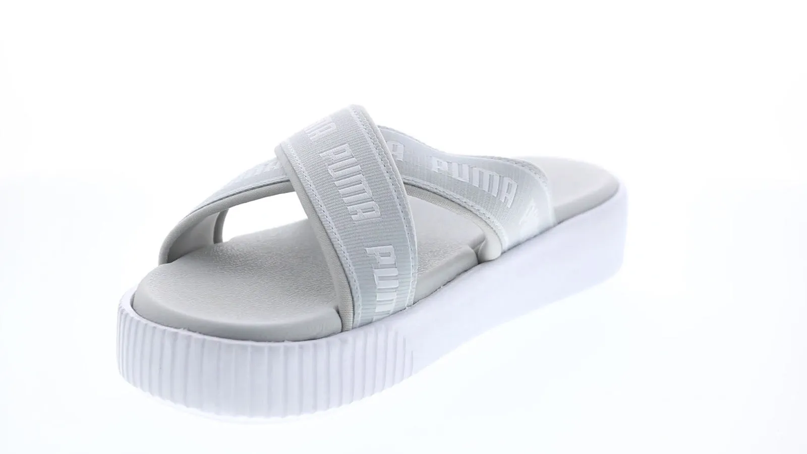Puma Platform Slide Tape 38067702 Womens Gray Canvas Slides Sandals Shoes