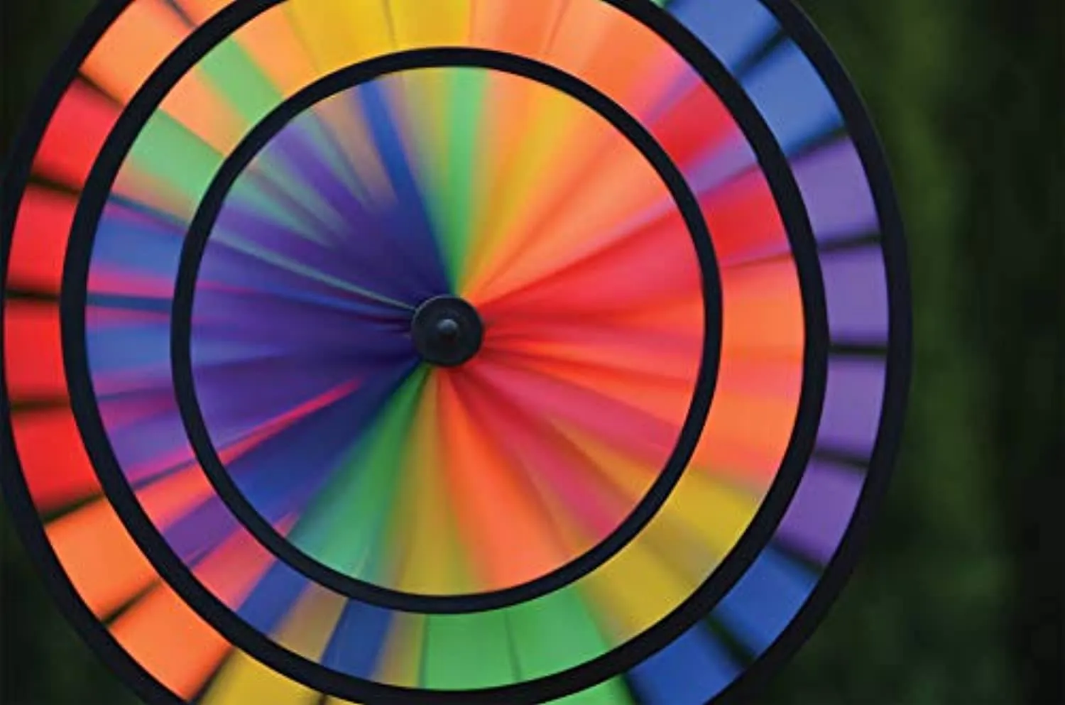 Rainbow Triple Wheel 13 or 14 inch Spinner- Ground Stake Included - Colorful Wind Spinner for your Yard and Garden