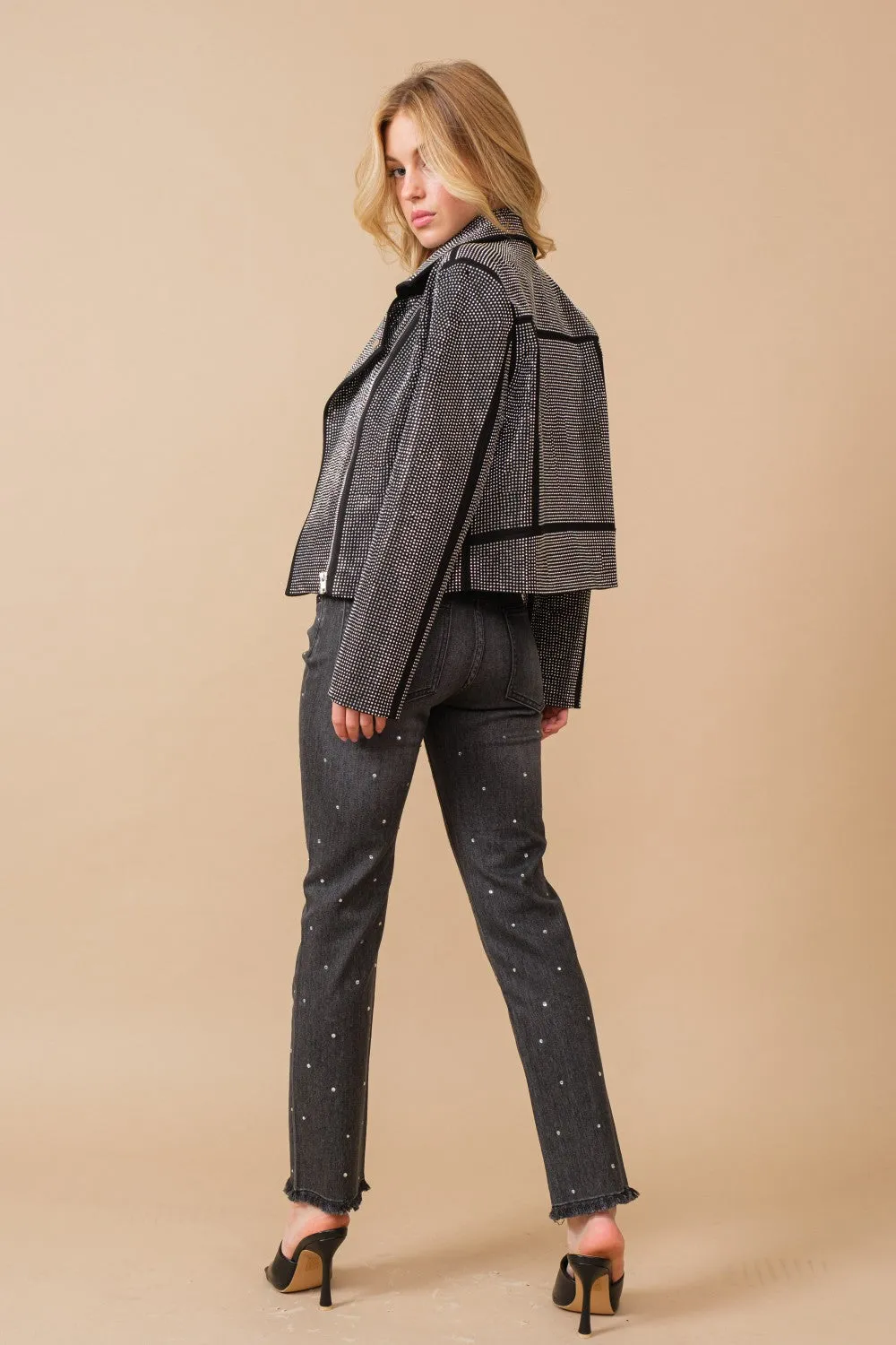 Rhinestone Moto Jacket