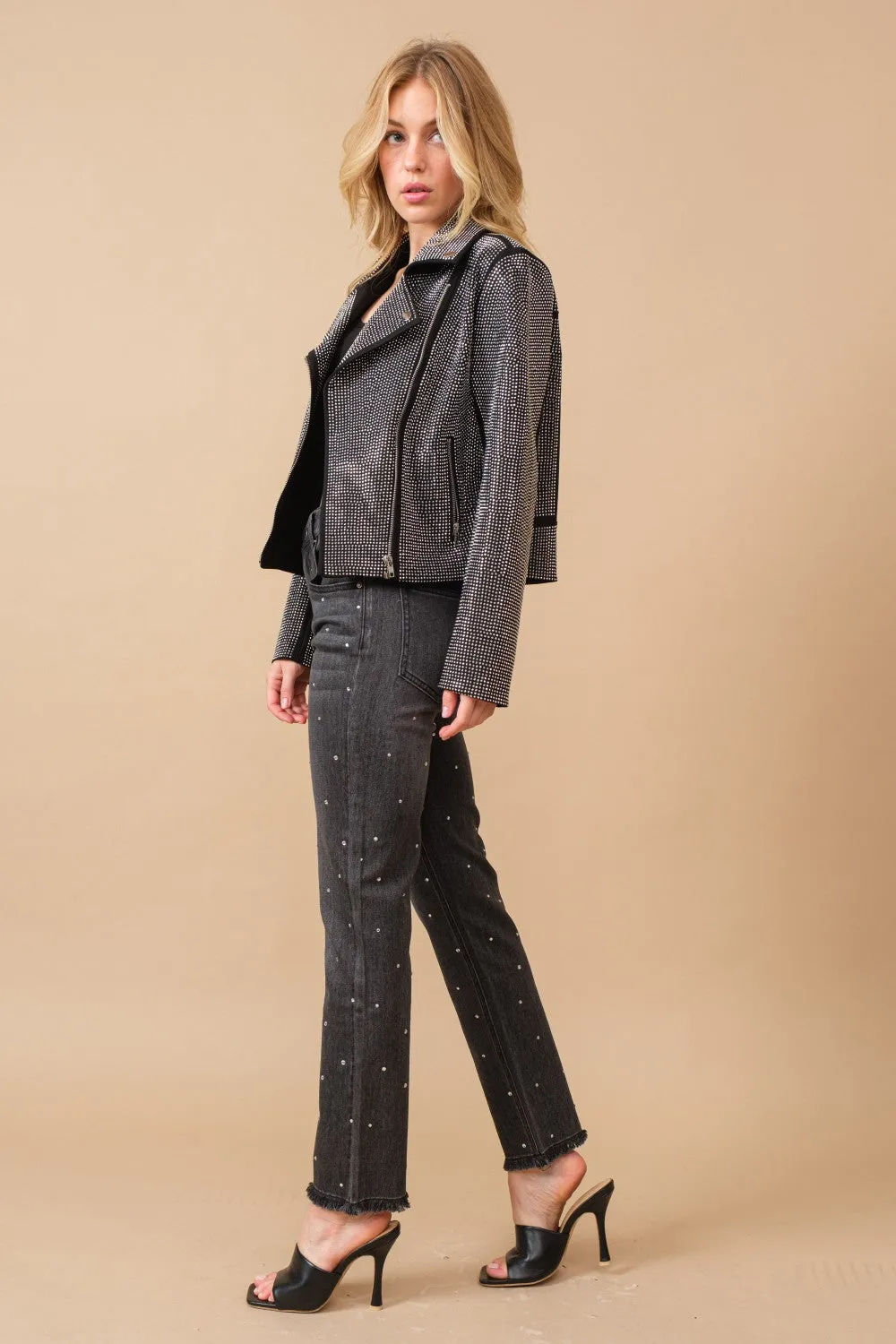 Rhinestone Moto Jacket