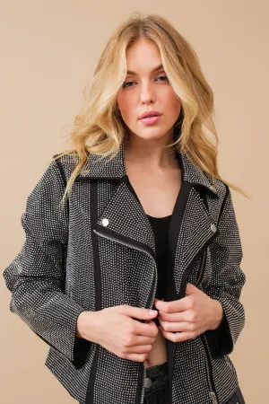 Rhinestone Moto Jacket