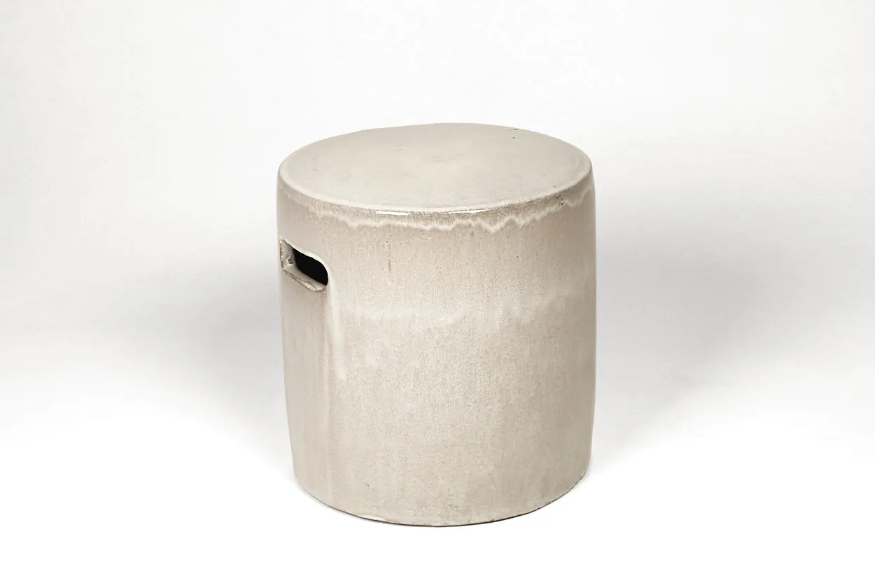 Round Ceramic Garden Stool White
