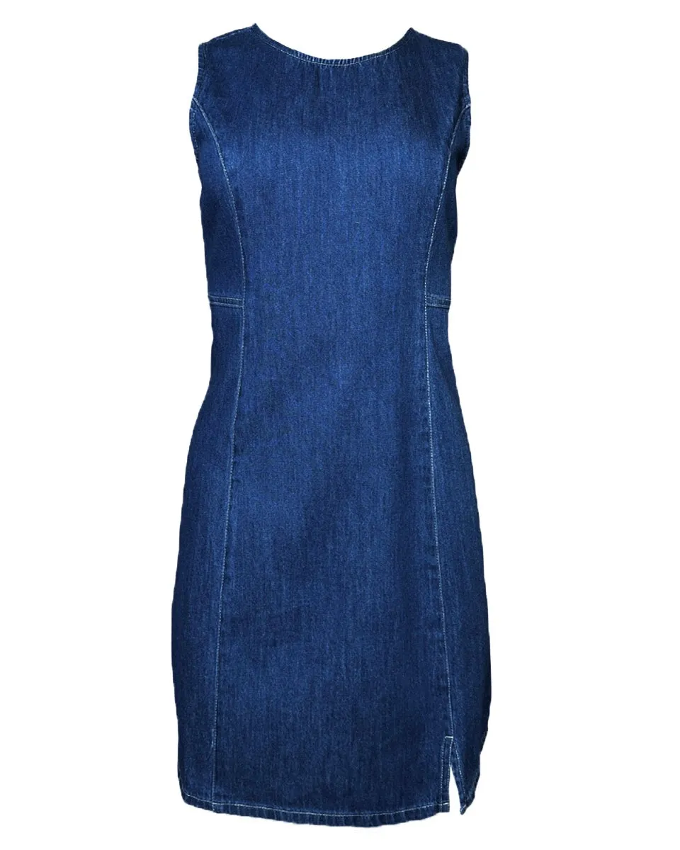 Round Neck Sleeveless Denim Mini Dress