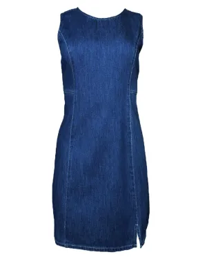 Round Neck Sleeveless Denim Mini Dress