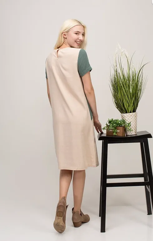 Sage Color Blocked Dress