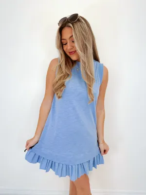 Sassy Side Striped Mini Dress - Blue