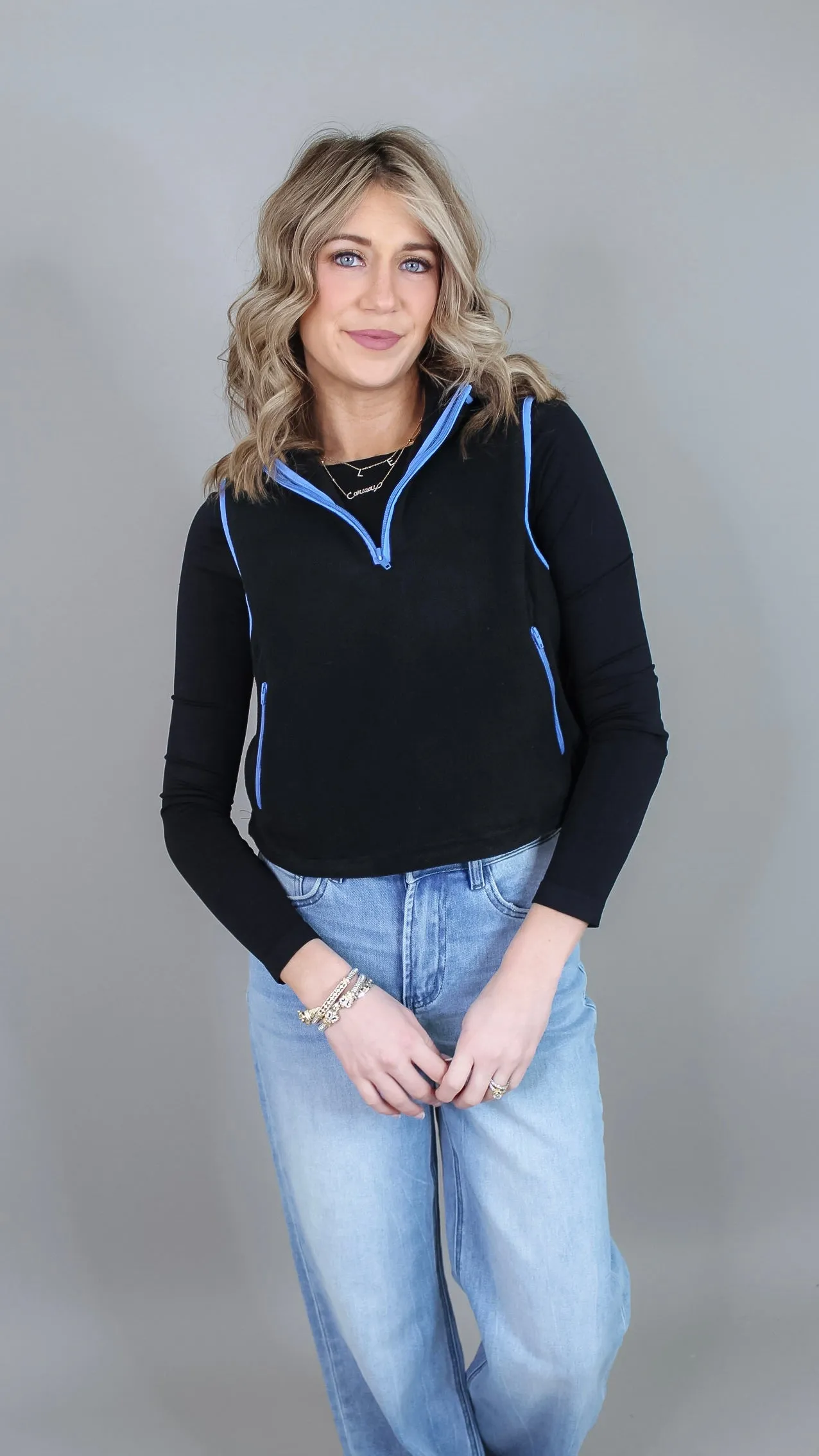 Savannah Black Fleece Top