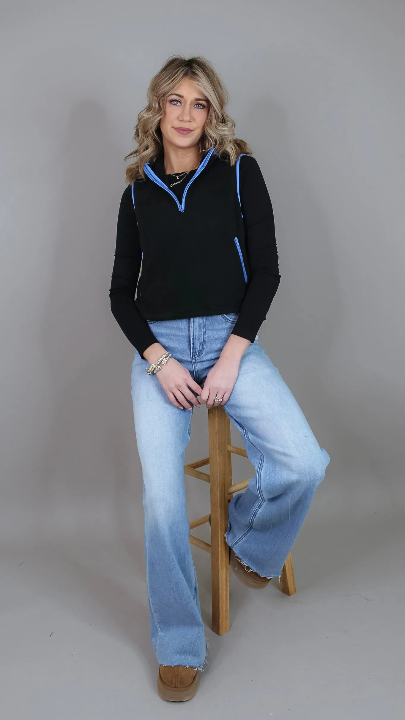 Savannah Black Fleece Top
