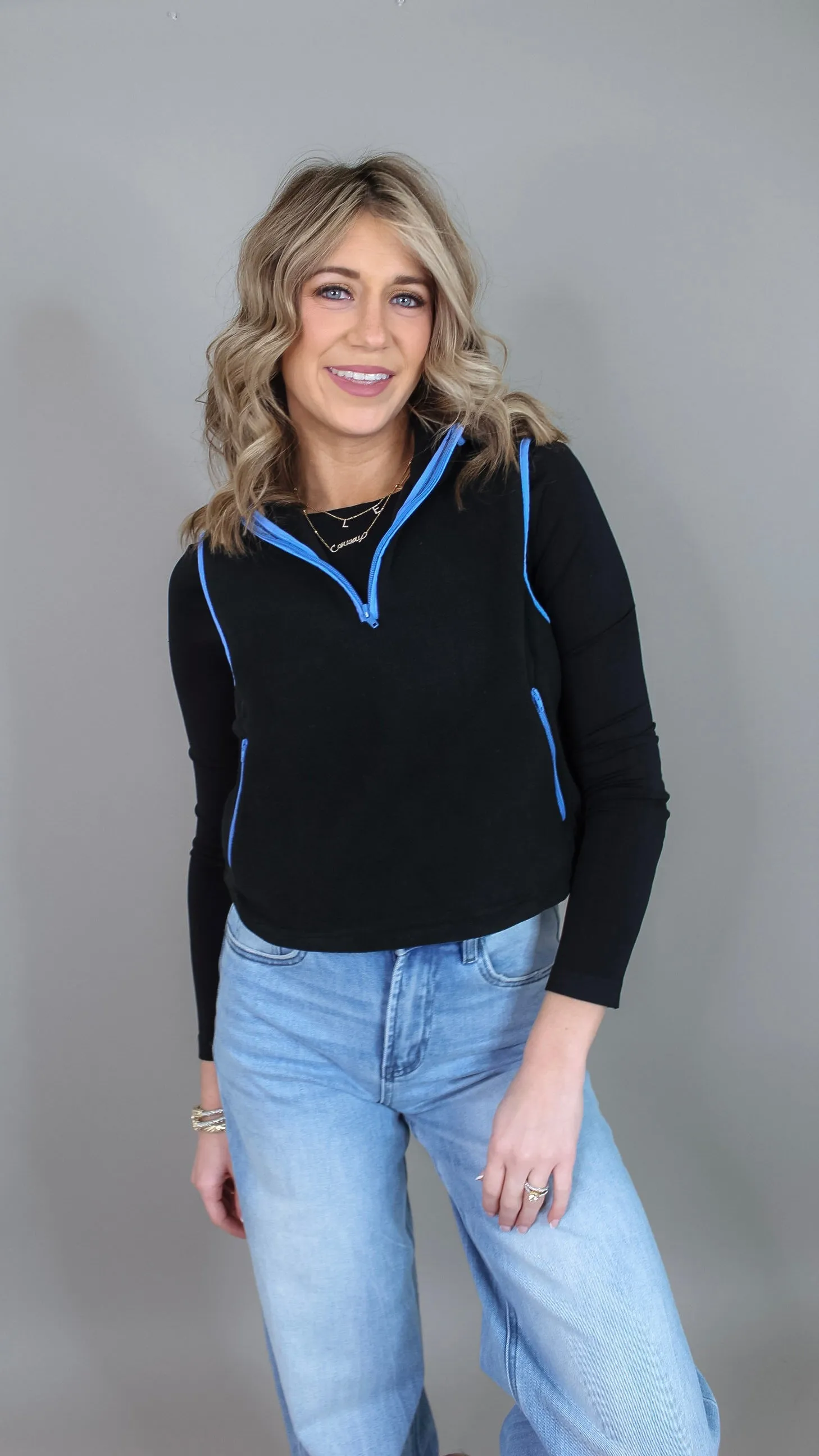Savannah Black Fleece Top