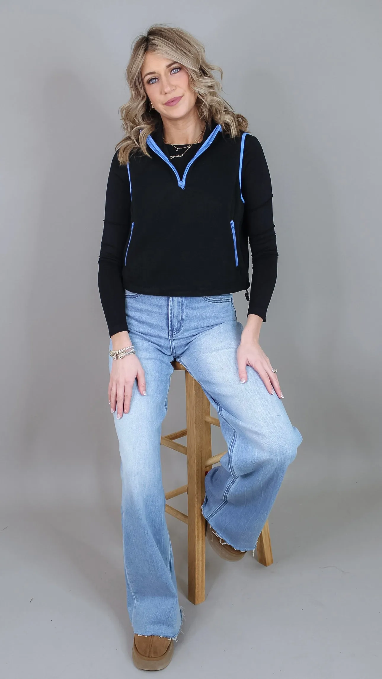 Savannah Black Fleece Top
