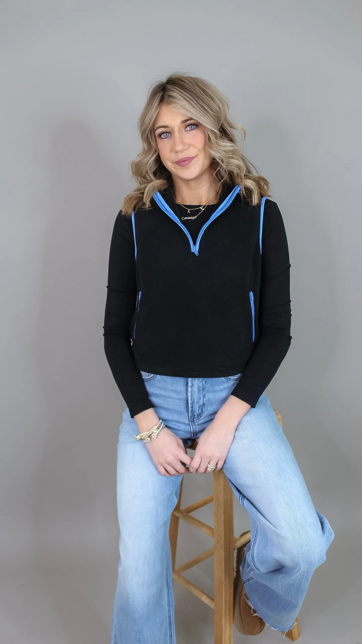 Savannah Black Fleece Top