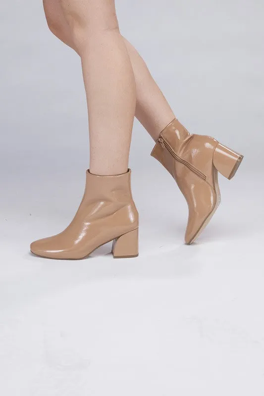 Shiny Side Zip Faux Leather Boots