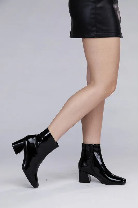 Shiny Side Zip Faux Leather Boots