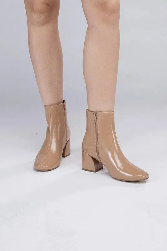 Shiny Side Zip Faux Leather Boots