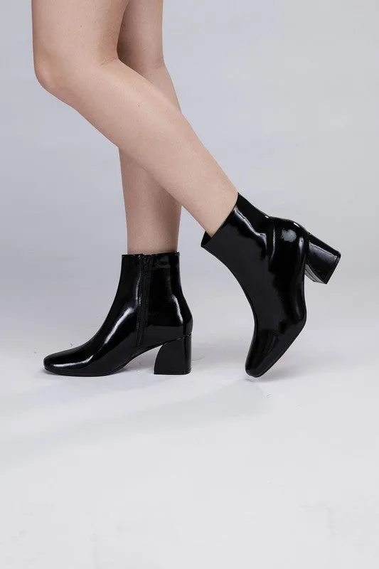 Shiny Side Zip Faux Leather Boots
