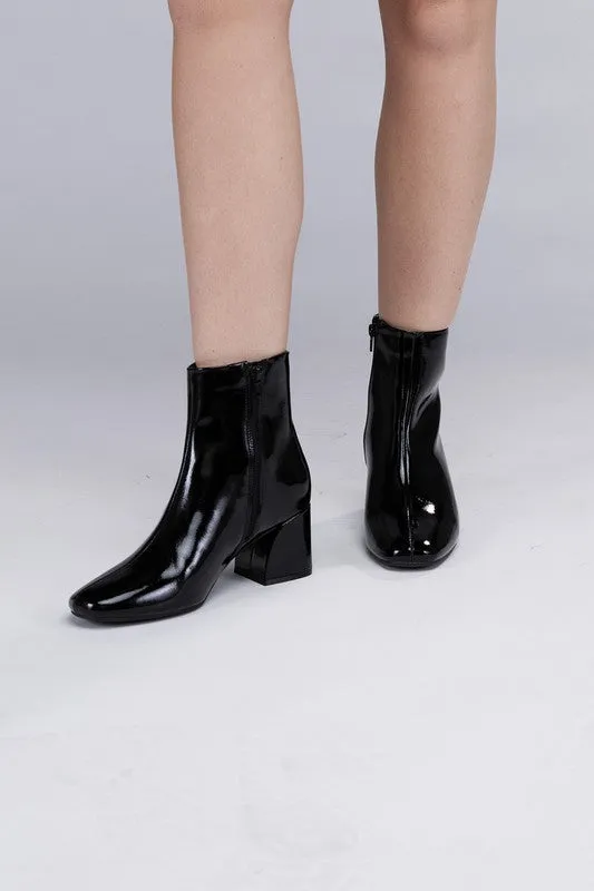 Shiny Side Zip Faux Leather Boots