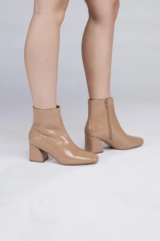 Shiny Side Zip Faux Leather Boots