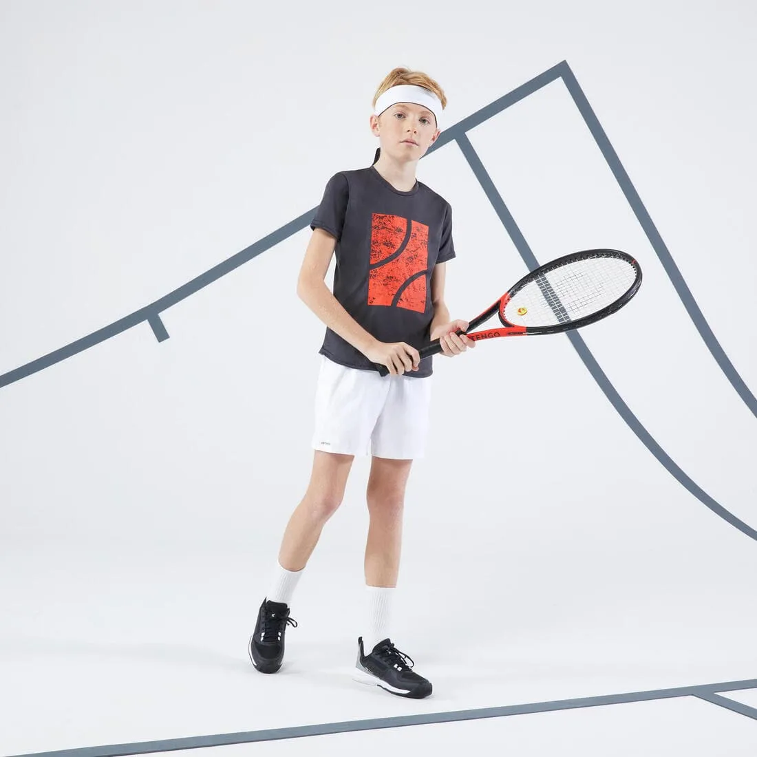 short de tennis garcon - TSH100 blanc