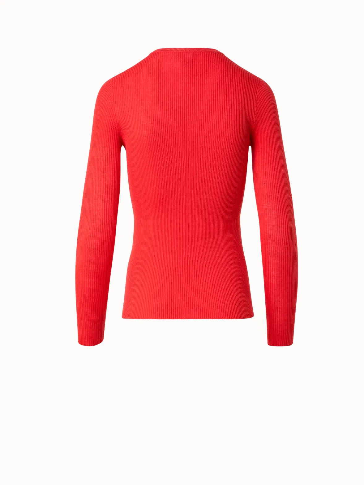 Silk Cotton Seamless Rib Knit Pullover