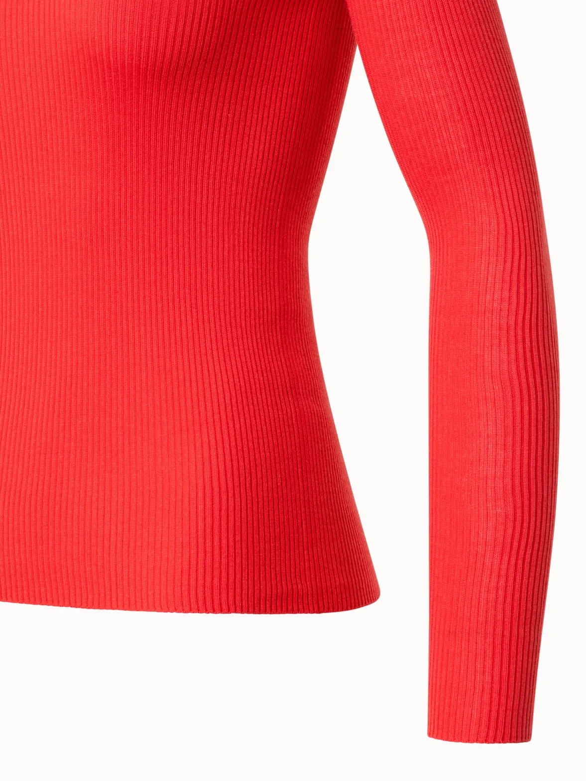 Silk Cotton Seamless Rib Knit Pullover
