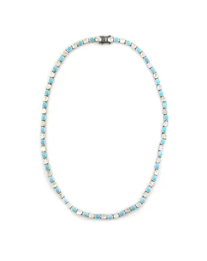 Silver Polki Diamond & Turquoise Tennis Necklace