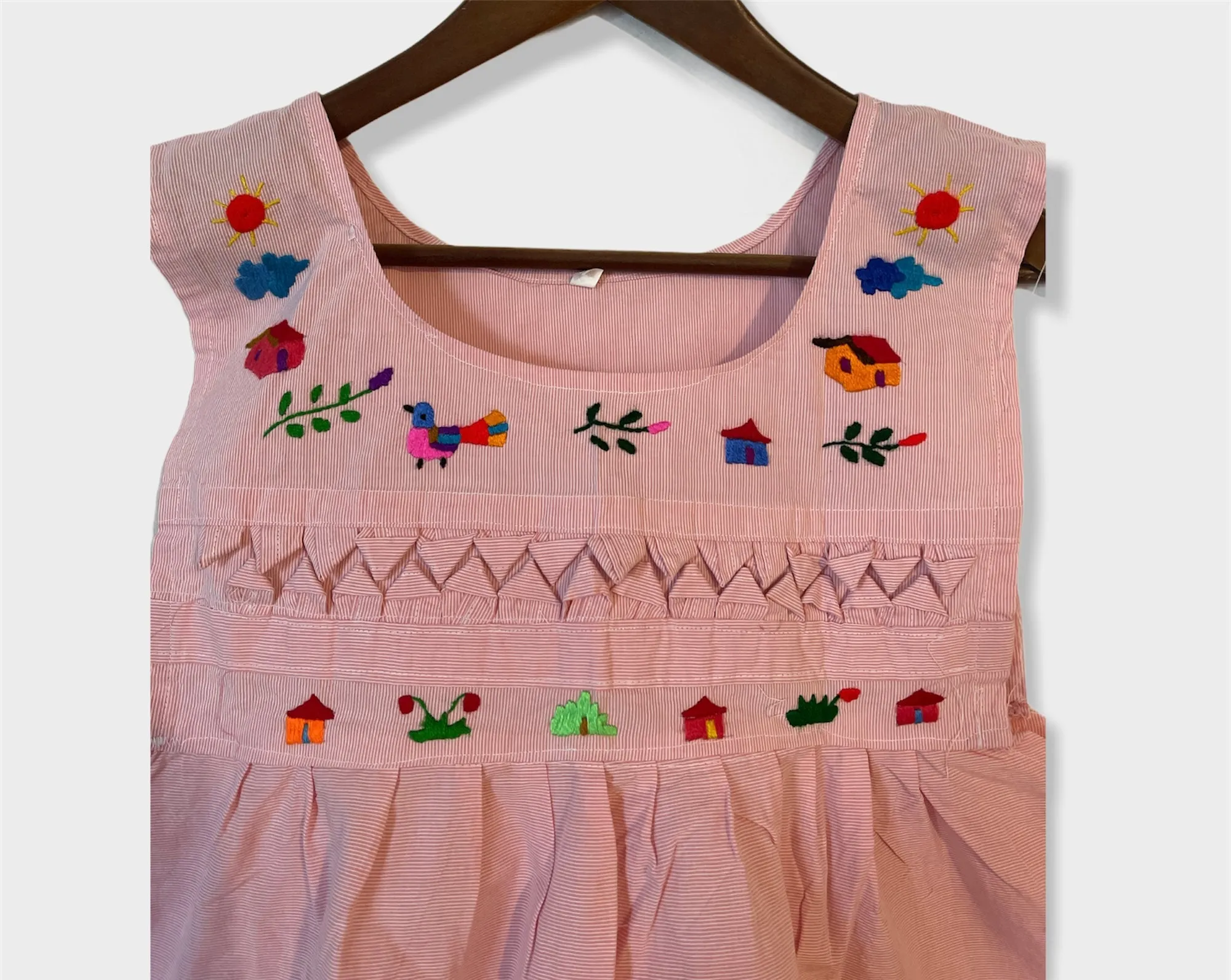 Size S Traditional Embroidered Dress from El Salvador-Vestido